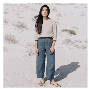 Not Perfect Linen Puglia Pants - Black Linen - size M